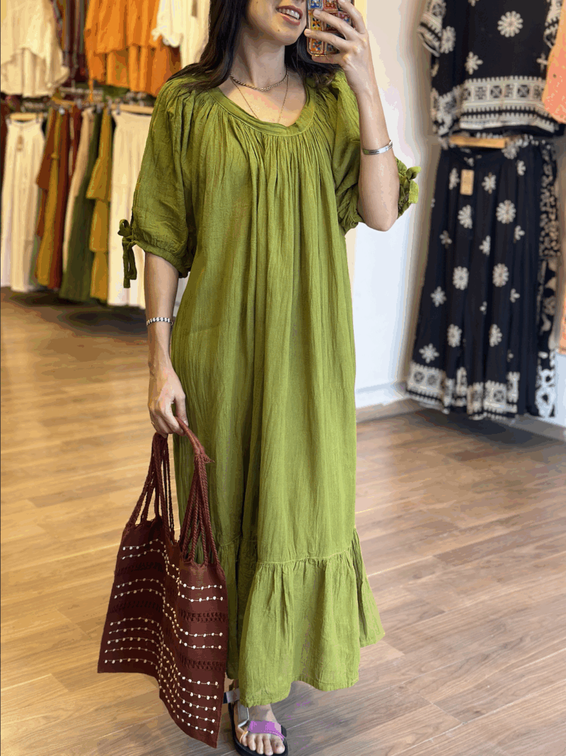 Vestido Afrodita Verde Olivo - Imagen 3